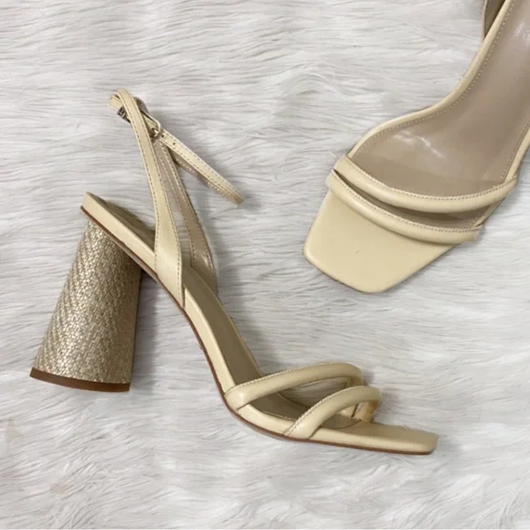 Cream heels cheap with ankle strap